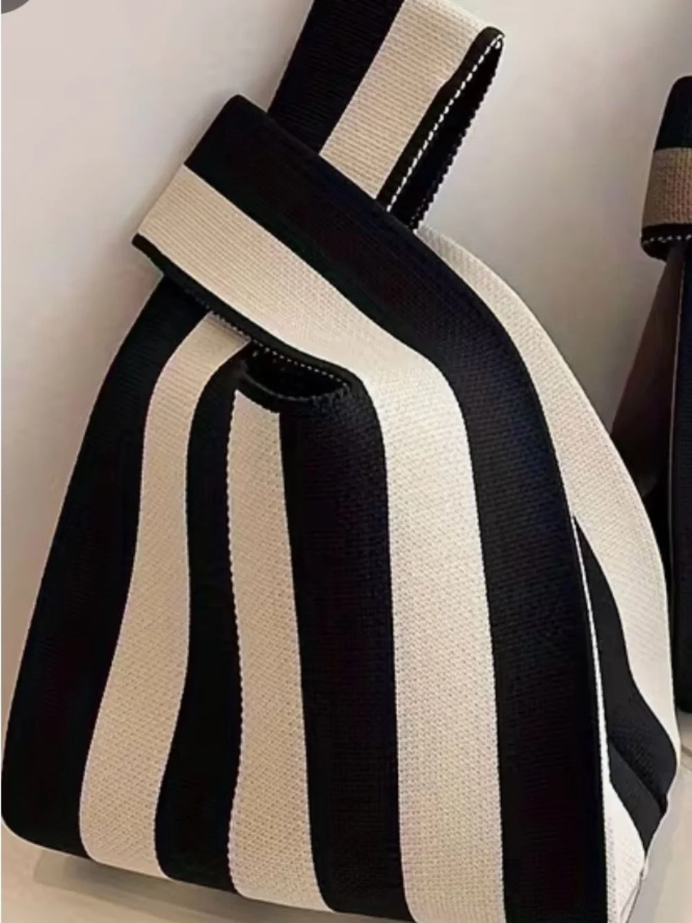 Striped Black and Cream Women’s Tote Bag-Brand new, never used, no tag.